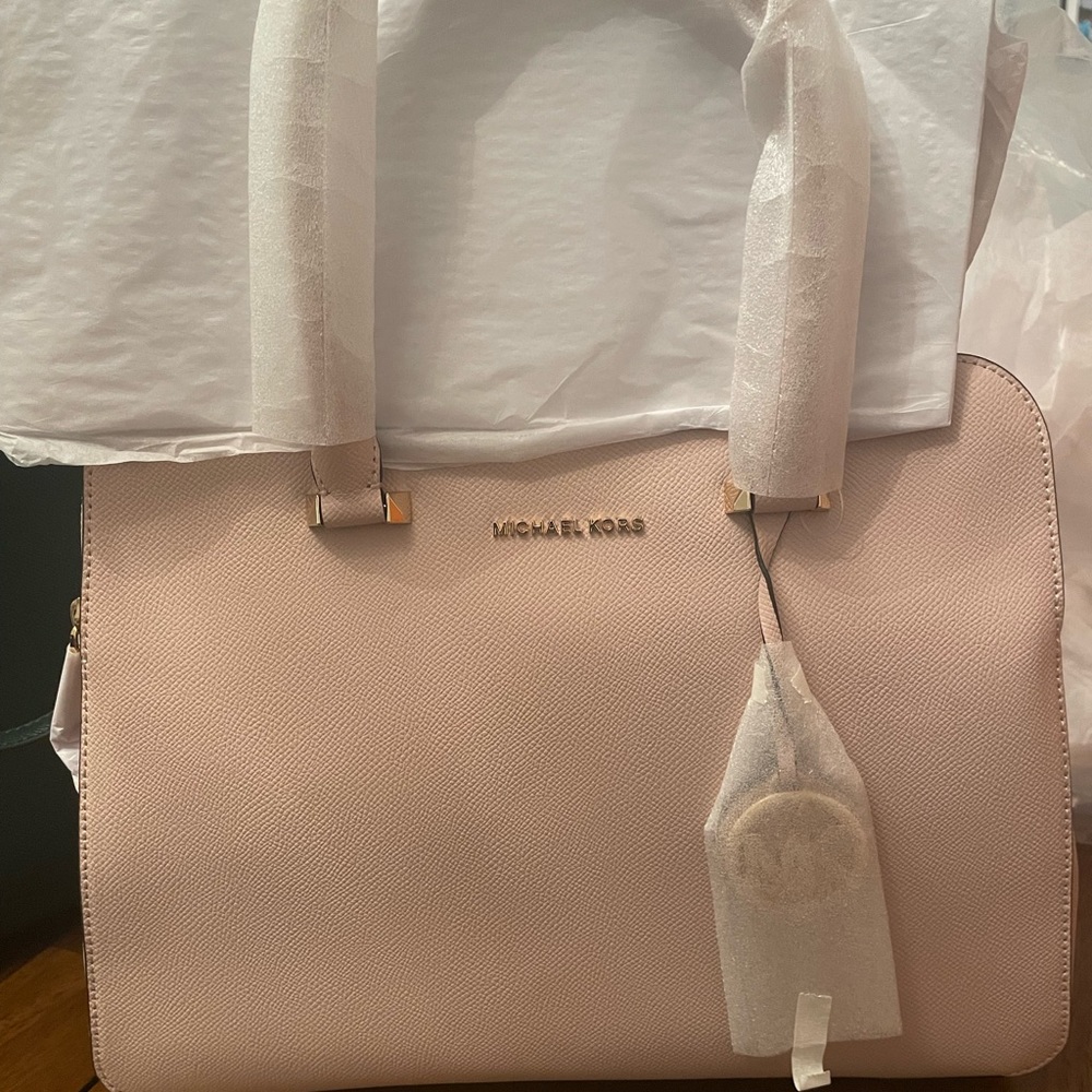 Michael Kors leather soft pink zip satchel